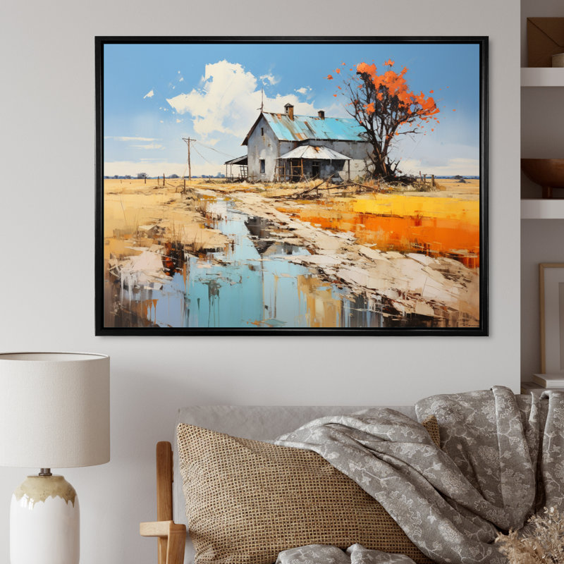 Mariita Farmhouse Farmstead Abstraction III - Imprimé, Cadre flottant noir, H 24 po x l 32 po x P 1 po