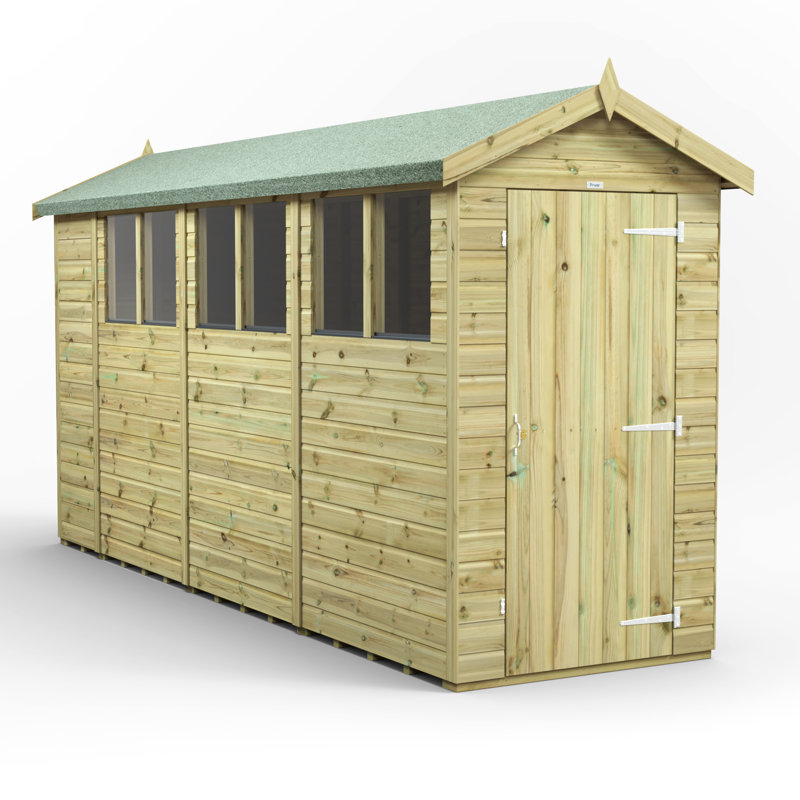 Powersheds 14 x 4ft Premium Pressure Treated Timber Apex Garden Shed