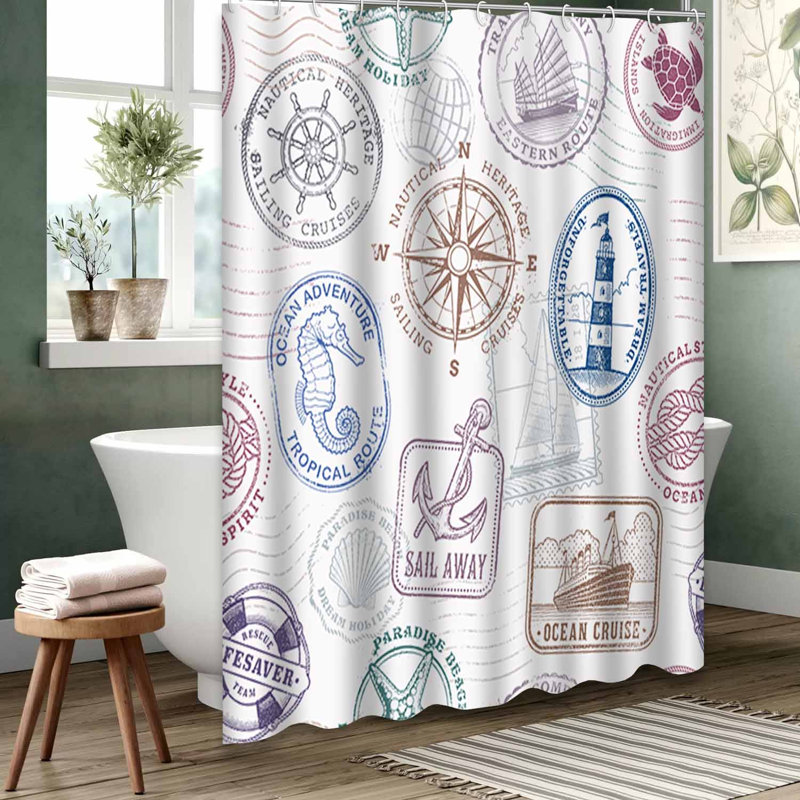 Rideau de douche bleu imperméable, rideaux de douche pour la salle de bain avec 12 crochets, L 72 po x l 78 po
