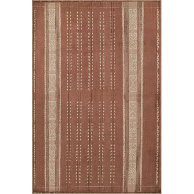 Orange Themed Geometric Colorful Patterned Woven Base Washable Carpet
