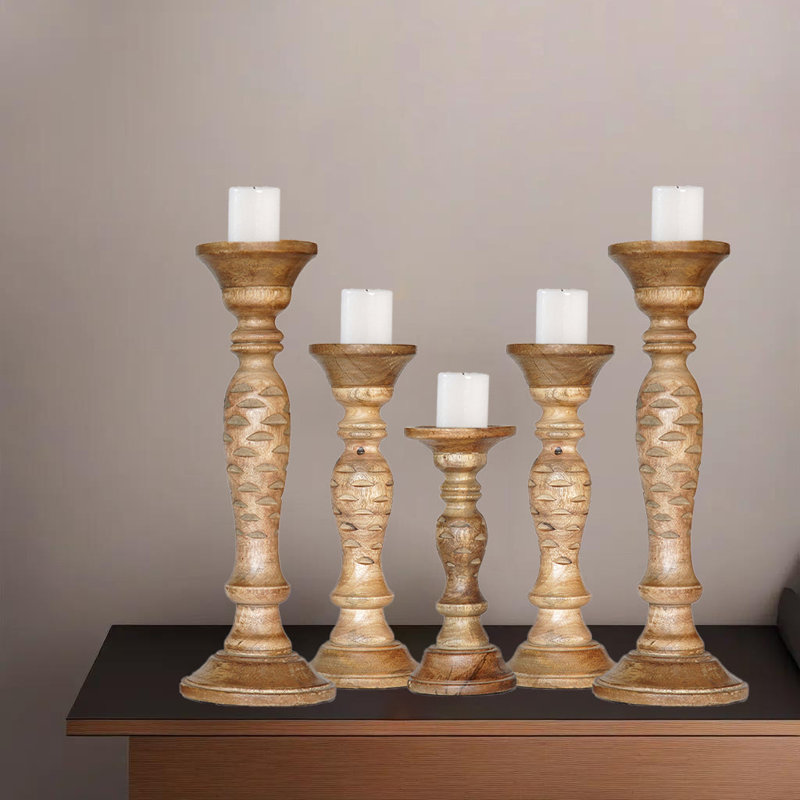 15'' H Wood Tabletop Pillar, Wallnut