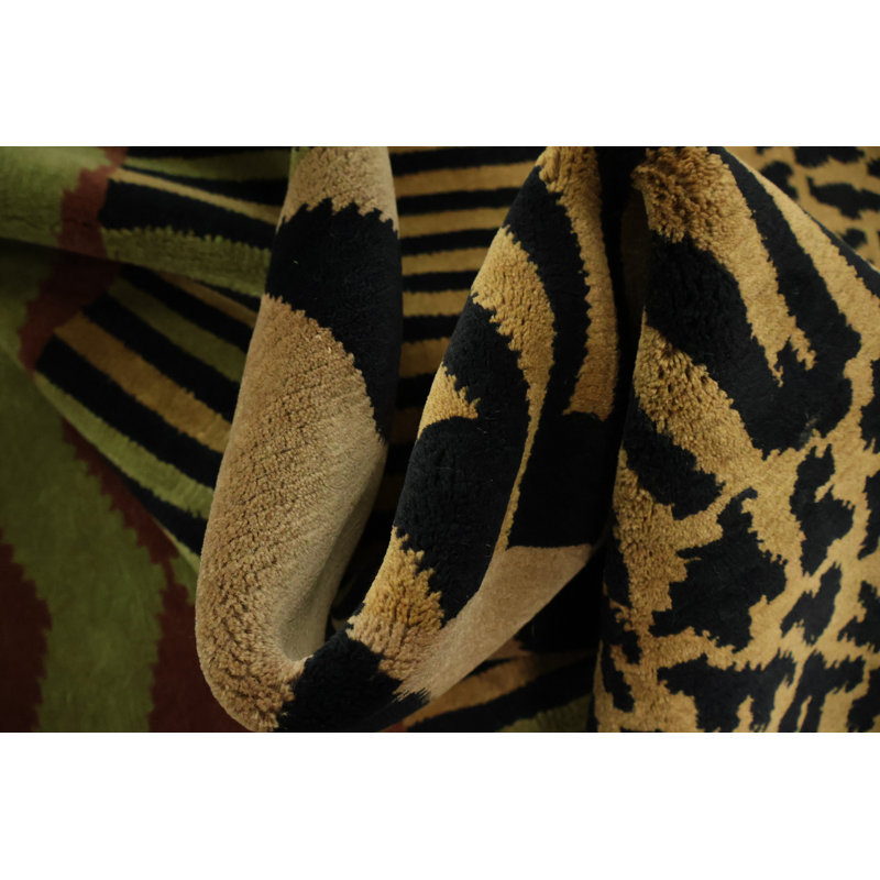 Tapis népalais moderne à motif géométrique 9 x 12