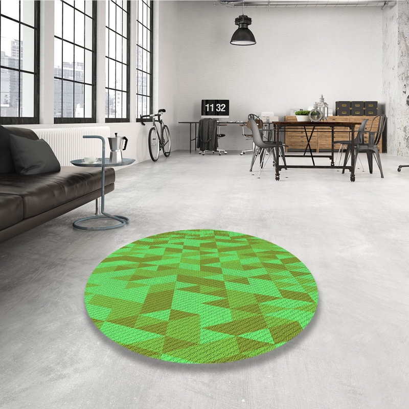 Tapis 100% lavable à la machine à motif Pat72grn, Rond 3 pi