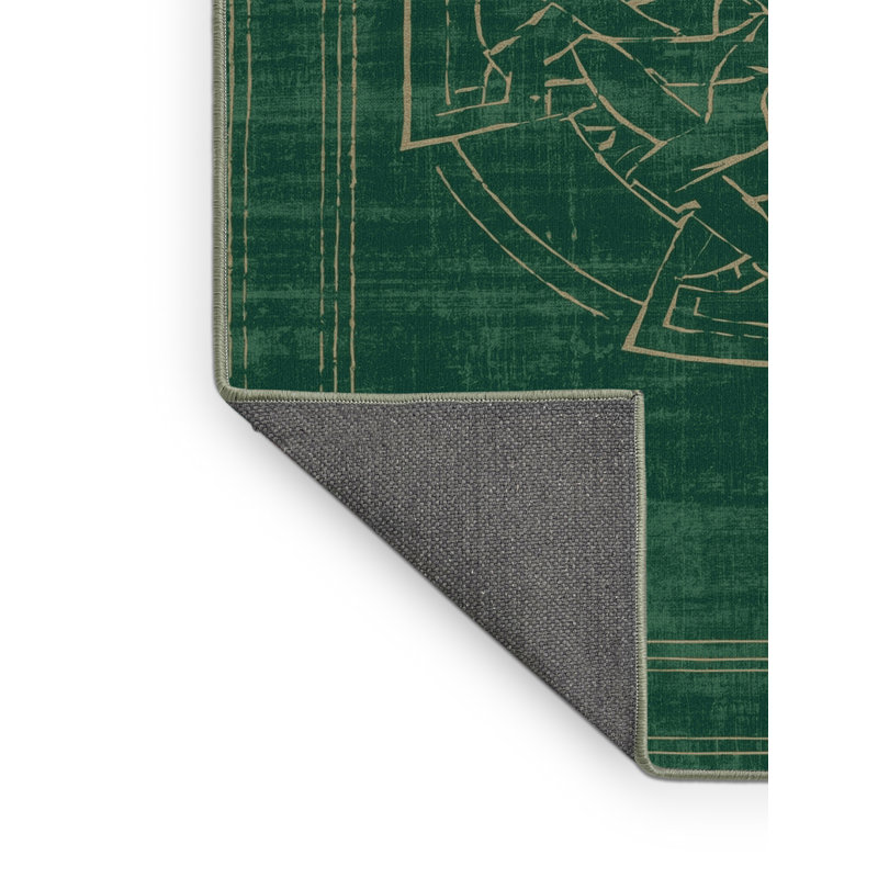Soft Plush Farris St Patties Modern & Contemporary Abstract Area Rug in Green – SageGreen Binding, 5x8