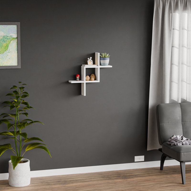 Tablette de rangement décorative en bois massif Kubby 10,1, Blanc