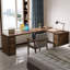 Bureau en forme de L en bois de noyer clair 62,99 po avec 6 tiroirs-108830330-108830328