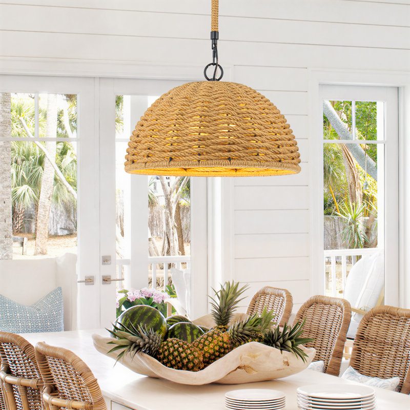 Luminaire suspendu dôme en jute 3 lumières