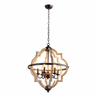 Lustre en forme de globe à 6 lumières de style bougie Broderick