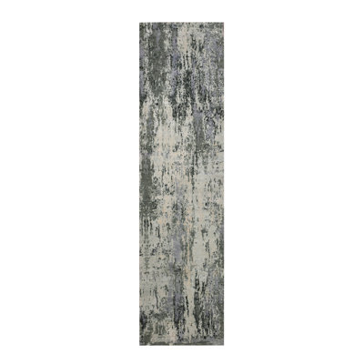 Rudina One-of-a-Kind 2'7" X 10'2" New Age Runner Area Rug in Gray