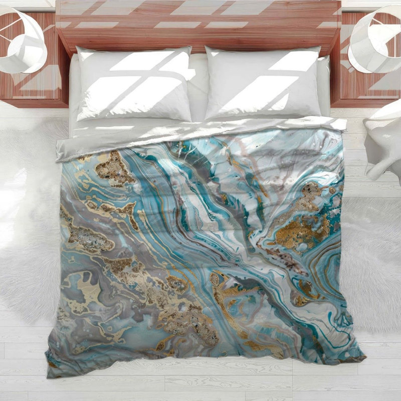 Metallic Streams Marble Cotton Blend Comforter, Queen Comforter