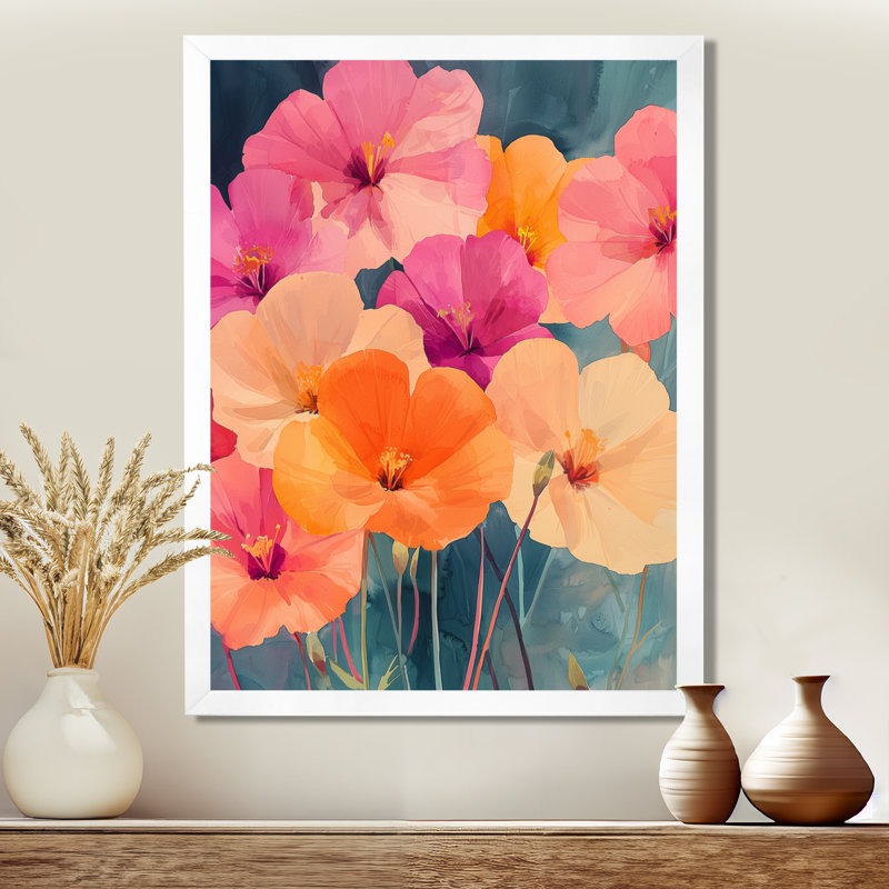 Selena - reproduction d'art sur toile florale, H 20 po x l 12 po, Picture Framed, Blanc
