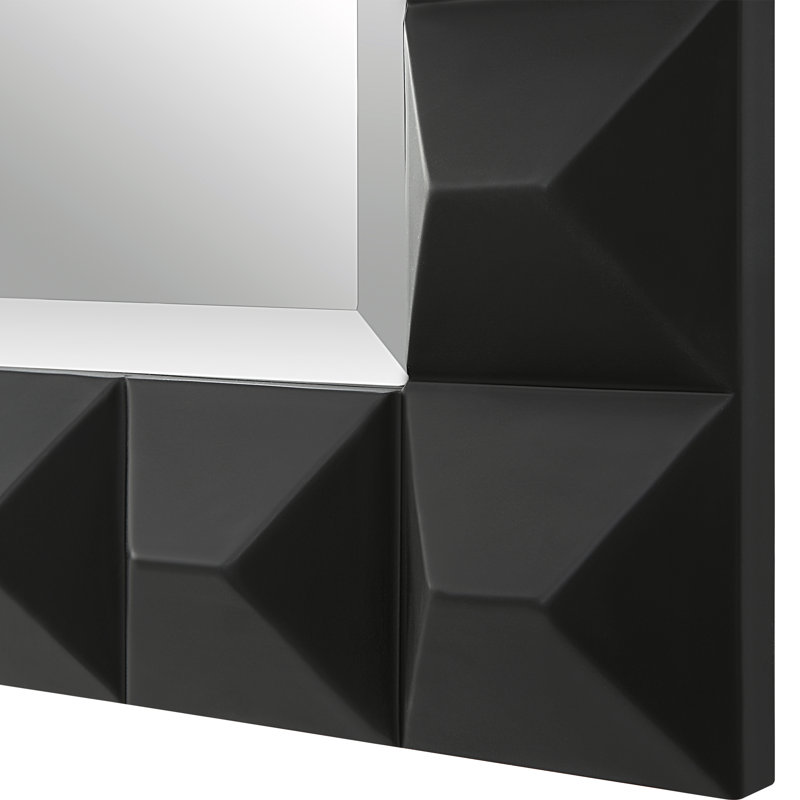 Matte Black Geometric Metal Framed Wall Mirror