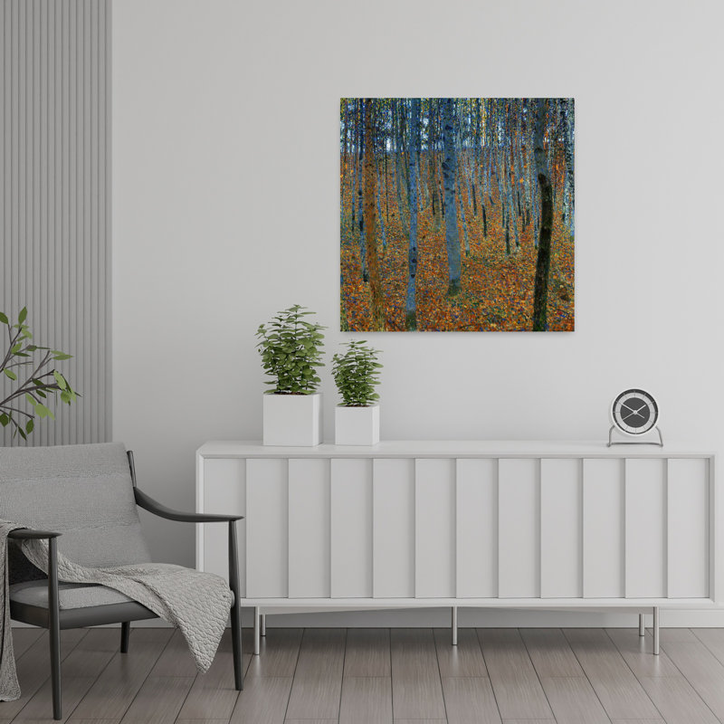 Beech Grove I, paysage contemporain abstrait, art naturel, H 24 po x l 24 po