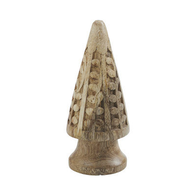 Natural Wooden Carved Cone Tree Large