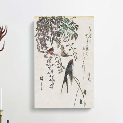 Two Swallow Birds by Utagawa Hiroshige - Wrapped Canvas Painting