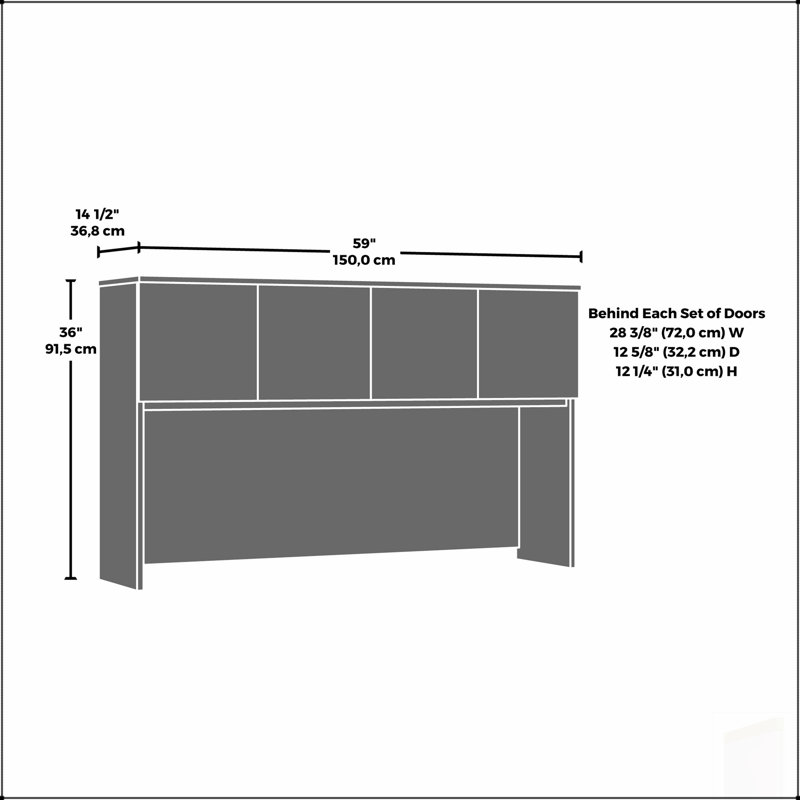 Bureau spacieux de 60 pouces avec huche et rangement dissimulé, parfait pour la maison ou le bureau