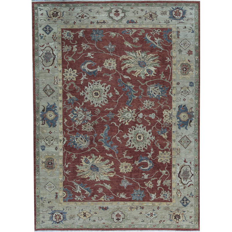 Hand-Knotted High-Quality Rust and Beige Area Rug