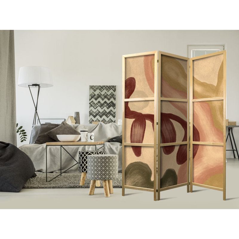 171cm H Solid Wood Folding Room Divider, 171cm H x 135cm W x 1.2cm D, 3