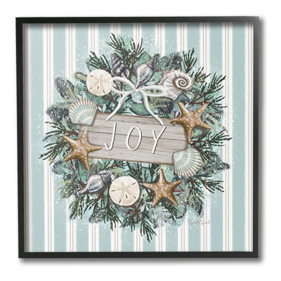 «Nautical Winter Wreath», art de la giclée encadrée par Elizabeth Tyndall