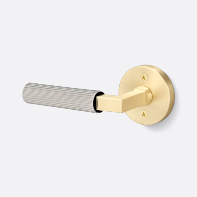 Levanto Round Dummy Rosette In Satin Brass, Straight Knurled Grip In Satin Nickel