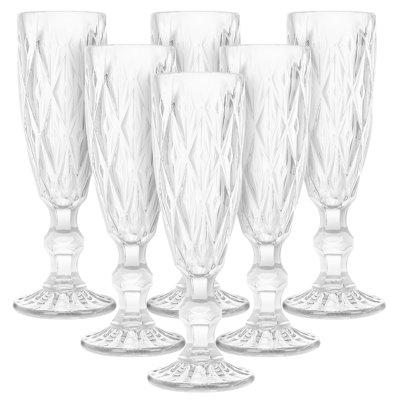 5 oz Diamond‑Pattern Embossed Stemmed Goblet