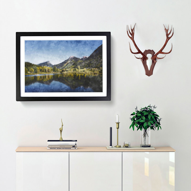 Alpine Lake In Colorado - Picture Frame Painting Print, 24cm H x 33cm W x 2cm D, Black