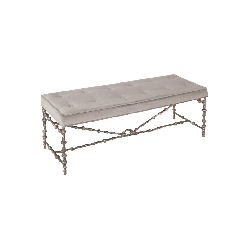 Diego Upholstered Bench, Gold, Leather - Ivory