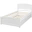 Lit simple avec lit gigogne, blanc - bois massif pour une plateforme de sommeil confortable dans un meuble de chambre à coucher moderne-1773523115