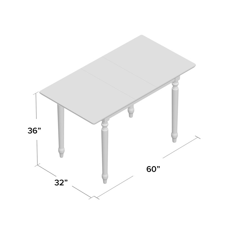 Ginna 32 " Extendable Rubberwood Rectangular Solid Wood Top with Solid Wood Base Dining Table