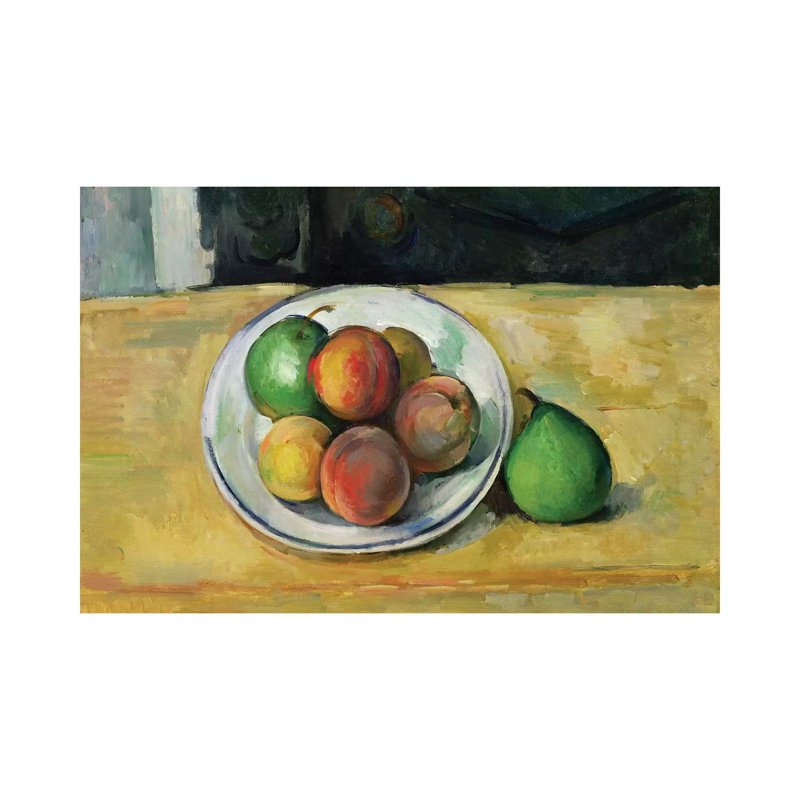 Still Life With A Peach And Two Green Pears, C.1883-87 by Paul Cezanne - Wrapped Canvas Painting