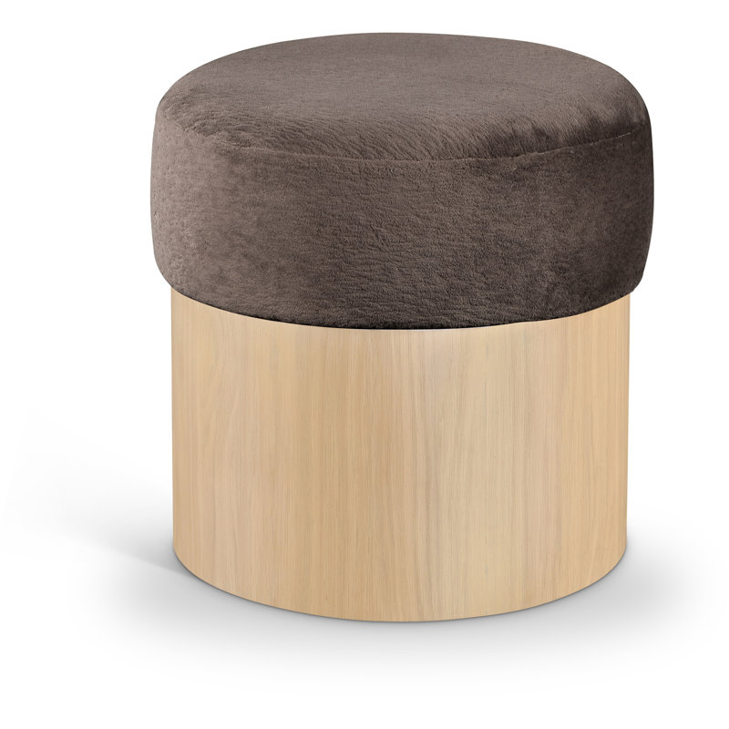 Repose-pieds / tabouret Asai, Velours brun, Naturel