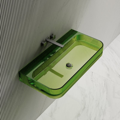 Lavabo de salle de bain mural cannelé en résine 29,5 x 18 po MonBlari