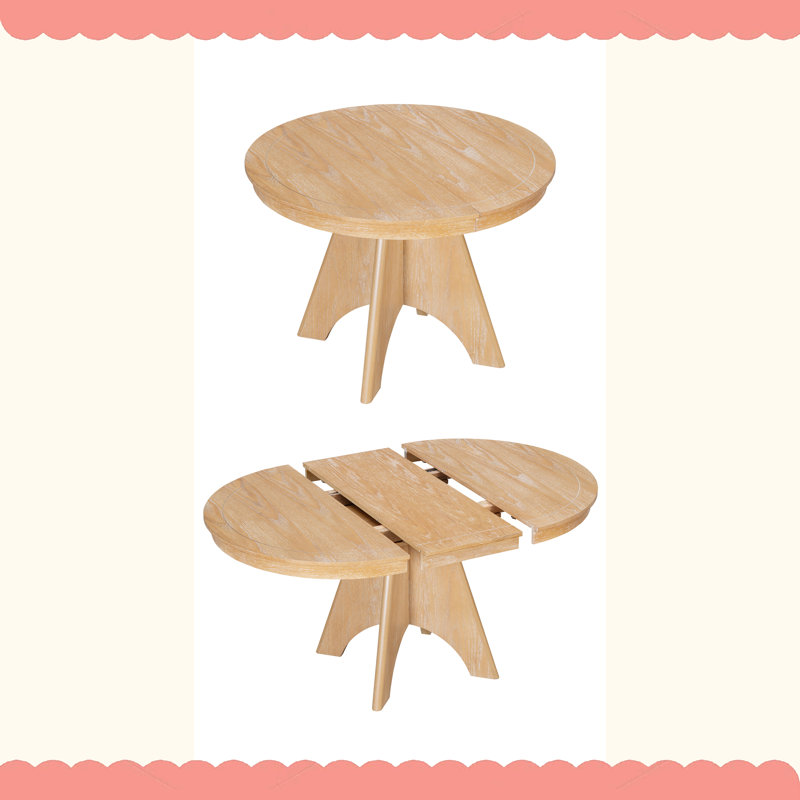 Table de salle à manger extensible vintage pour 4-6, table de cuisine rustique de 42 à 58 pouces, Bois naturel délavé