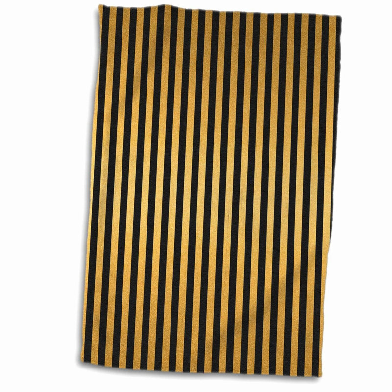 Glamorous Striped 3D Rose Hand Towel - 15x22 Luxurious Decor