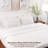 Queen Size 100% Cotton 6-Piece Bed Sheet Set Soft, Breathable & Naturally Textured - White