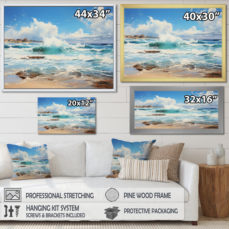 «Coastalocean Sunkissed Beach III», reproduction sur toile, Toile tendue, H 16 po x l 32 po x P 1 po