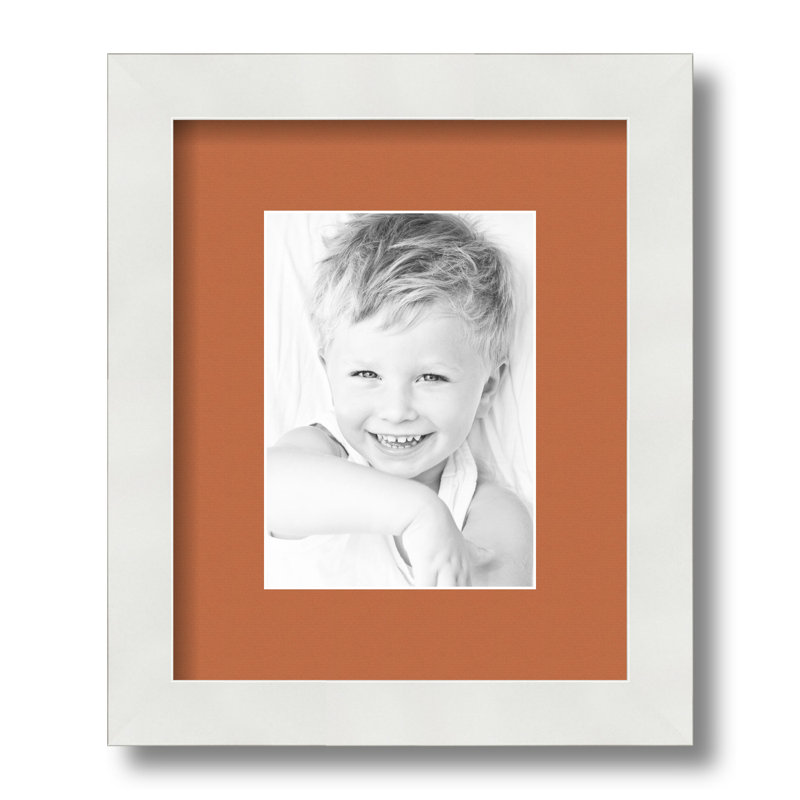 Wood Matte Picture Frame with Mat, Red Orange