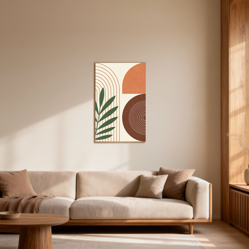 Abstrait formes géométriques abstraites avec motif de feuilles, 40" H x 28" W