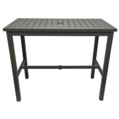 Sigma Rectangular Metal Outdoor Bar Table With Umbrella Hole , 51'' in. W 28'' in. D