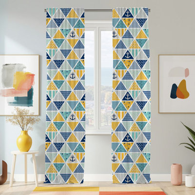 Semi Sheer Modern Print Curtain Single Panel