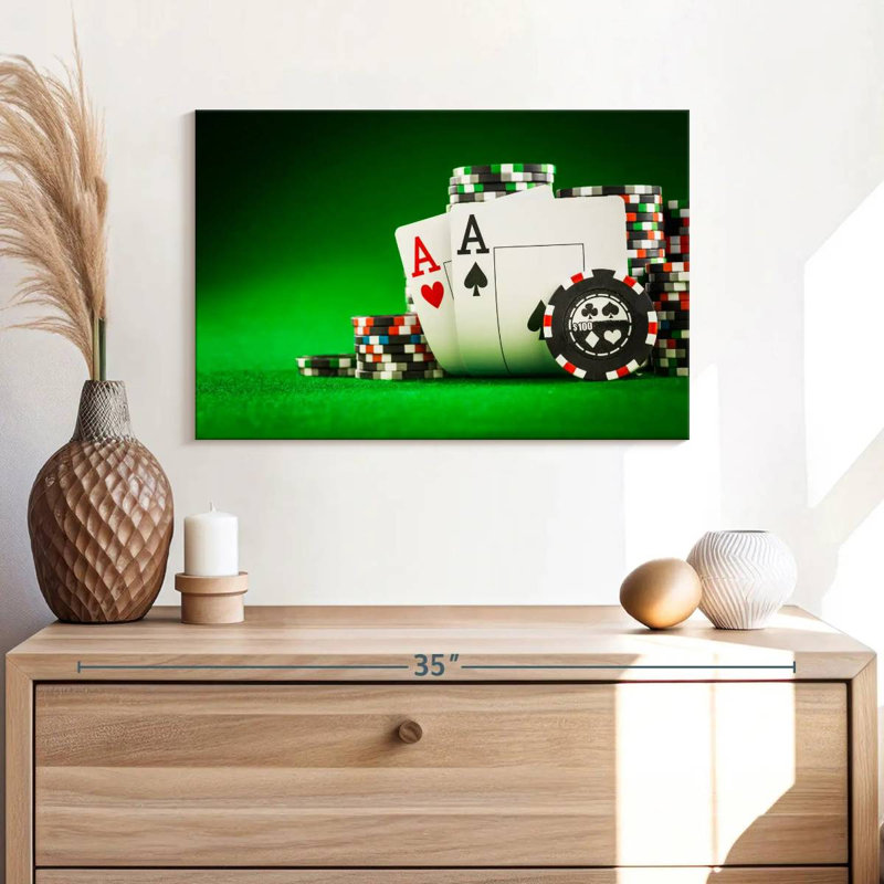 Senne Poker Chips And Cards, 30" H x 45" W