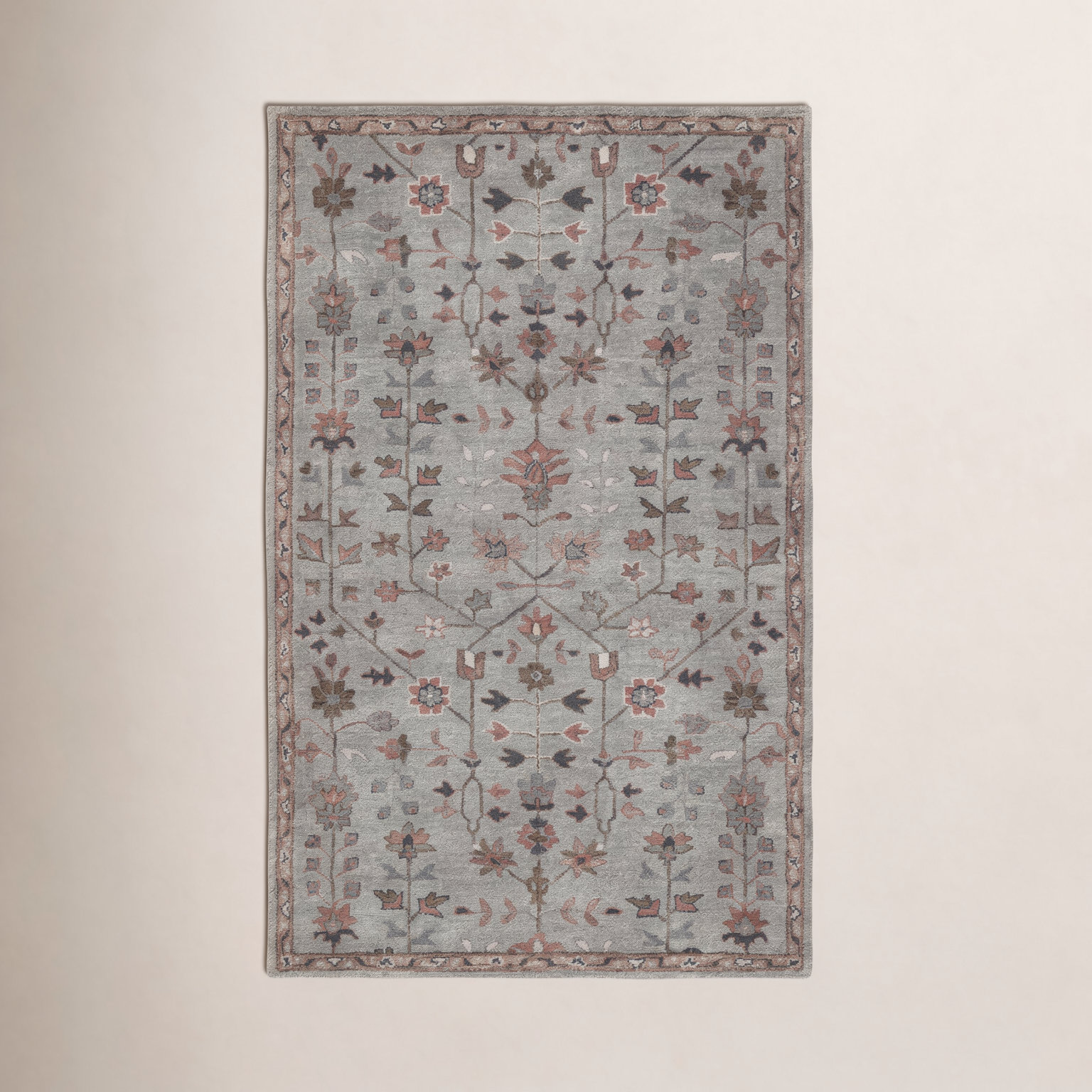 Hand-Tufted Floral Wool Rug, Rectangle 3' x 5'
