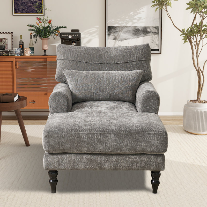 Chaise longue rembourrée L 51,55 po, Gris