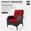 Chaises de patio d'extérieur en osier toutes saisons avec coussins rouges de 4 po (ensemble de 2)-813389467-813389464