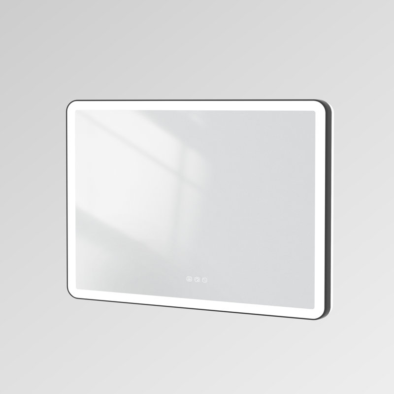 Miroir mural Natalin, 55 po x 36 po, Noir mat, Rectangulaire