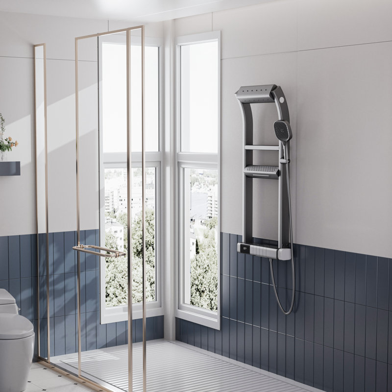 Système de douche complet à 4 fonctions de luxe avec pomme de douche, douche à main et bec de baignoire