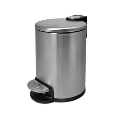 Poubelle à pédale ronde en acier inoxydable brossé 0,8 gallons Acento