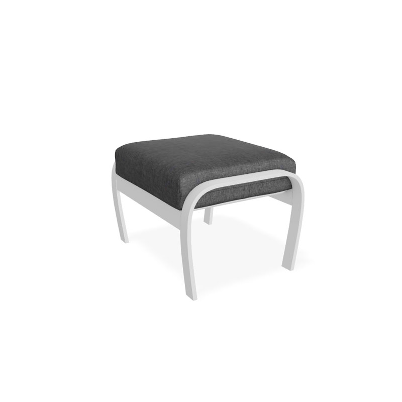 Repose-pieds avec coussin Askar, Tissage uni ardoise coulée Sunbrella®, Blanc texturé
