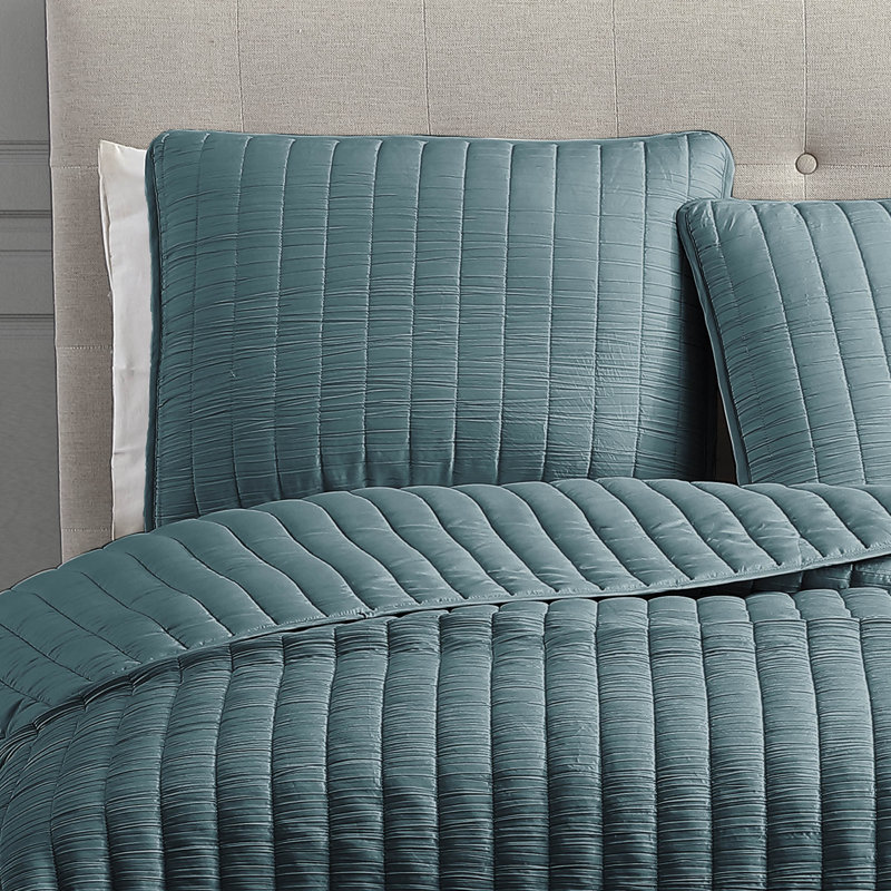 Diamond Reversible Quilt Set, King Quilt + 2 Shams, Teal