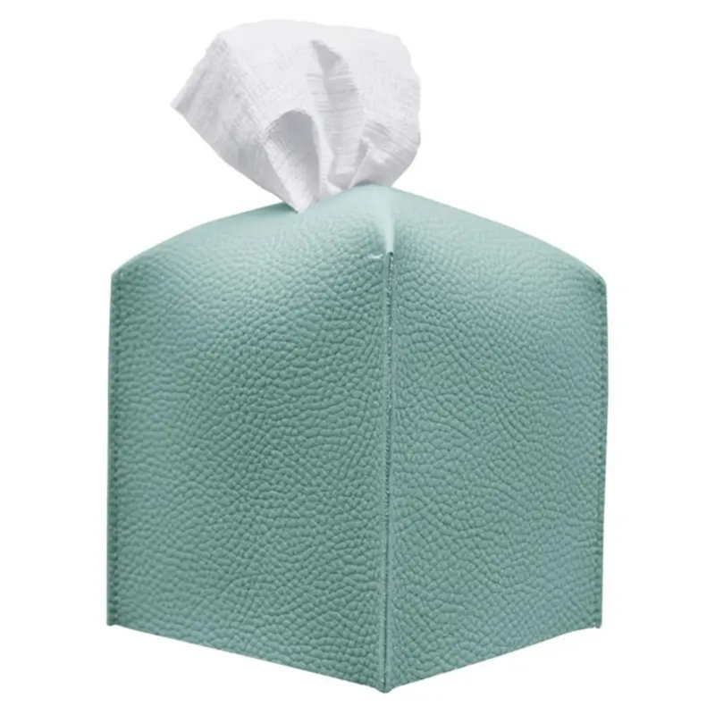 PU Leather Tissue Box Cover – Rectangular Modern Holder for Living Room, Bedroom, or Office Décor, Blue